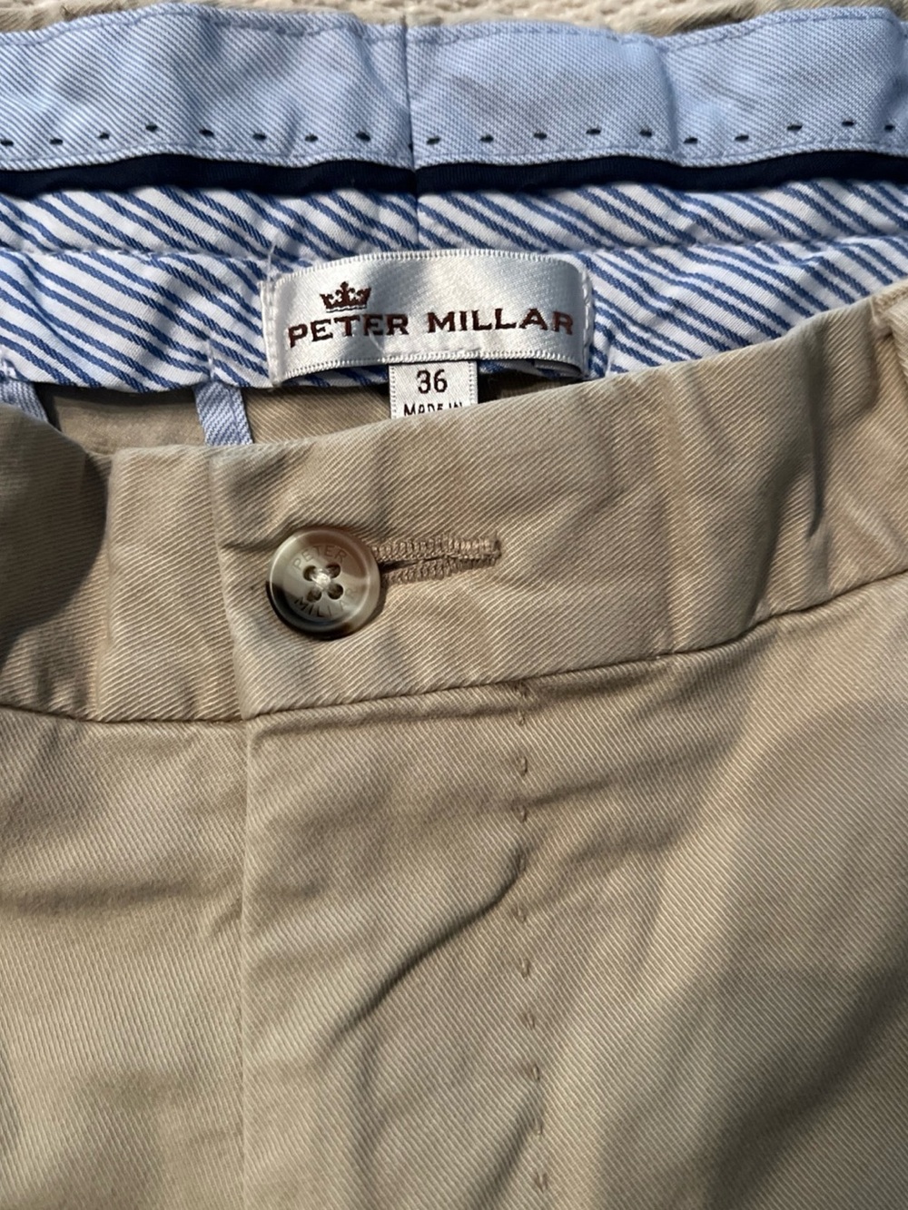Peter Millar Khaki/Tan Cotton Chino Pants